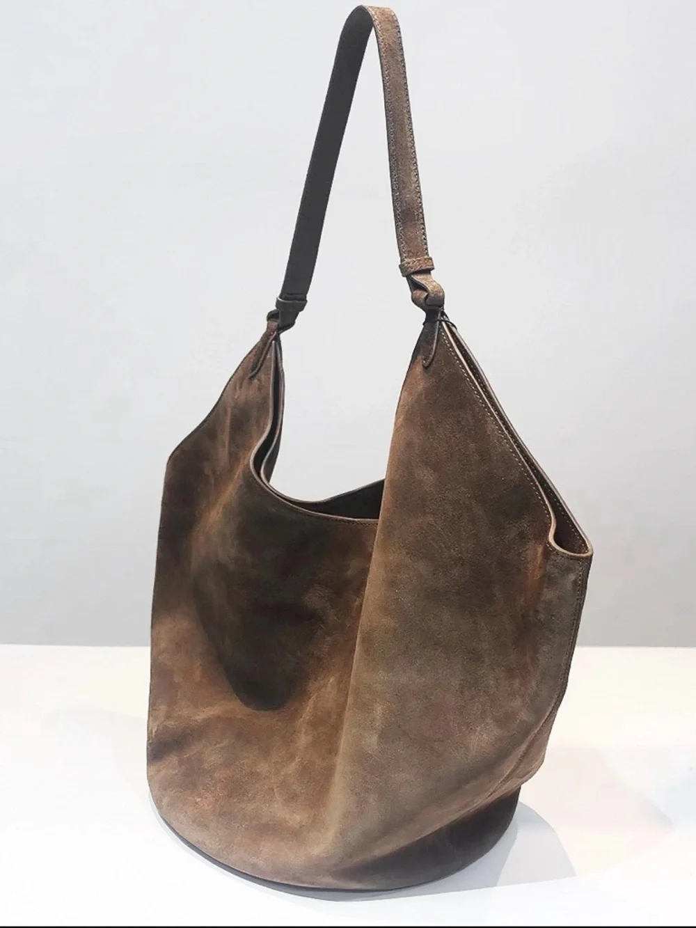 Everyday Brown Suede Shoulder Tote - Women Bags - Picture 2 of 6